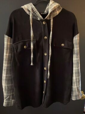 White Birch Black Label and Gray Plaid Flannel SHACKET